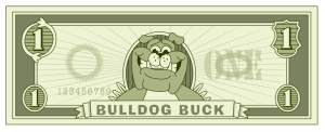 Bulldog mascot dollar bill