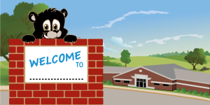 Black Bear Mascot School Welcome Banner