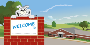 Bulldog Mascot School Welcome Banner