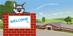 Husky Mascot School Welcome Banner