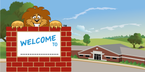 Lion Mascot School Welcome Banner