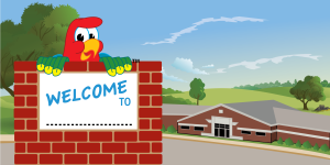 Parrot Mascot School Welcome Banner