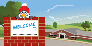 Penguin Mascot School Welcome Banner