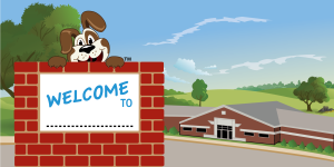 Puppy Mascot School Welcome Banner