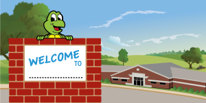 Turtle Mascot School Welcome Banner