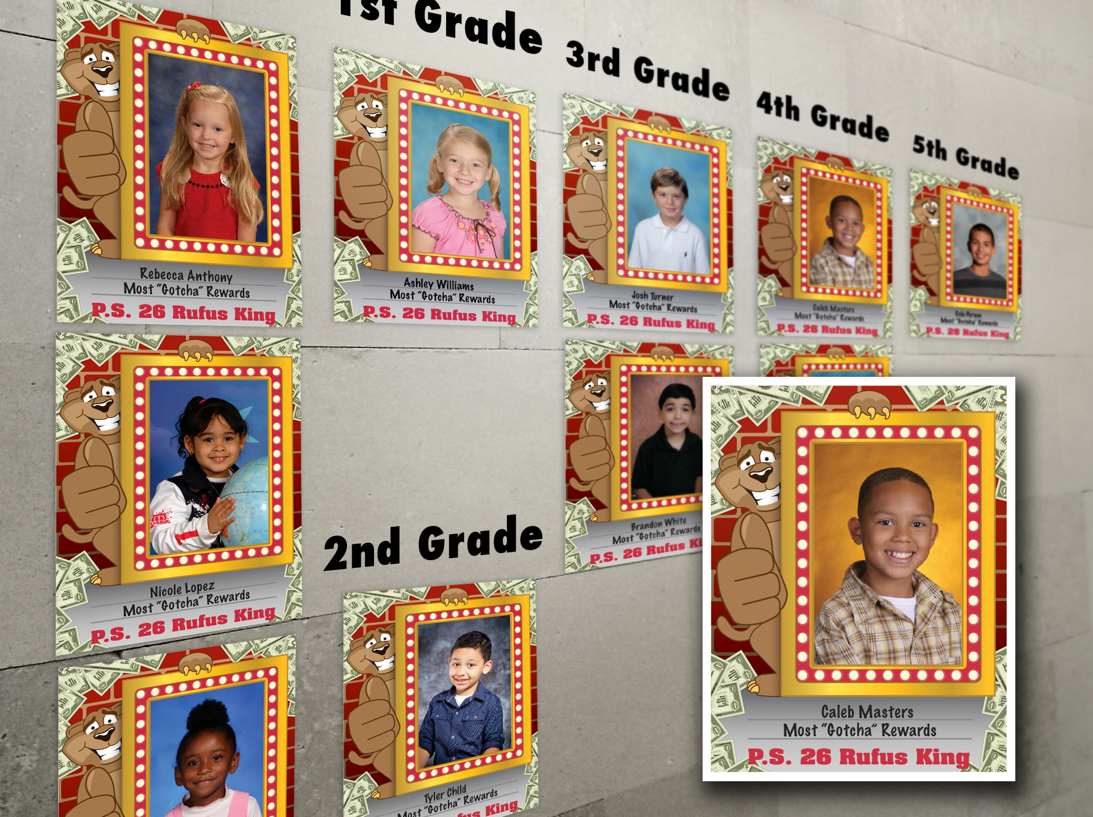 Recognize students positive behavior by showcasing them in these award frames. Print them out. Paste a photo of the student in the space provided. Write their name at the bottom. We'll even customize the design with your school's name and school colors. Print them on your own printer for an unlimited supply. Visit PBISteachingtools.com, or call 816-366-0199 to get yours.