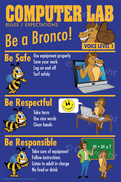 PBIS Posters Computer Rules Bronco