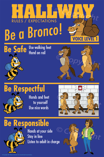 PBIS Posters Hallway Rules Bronco