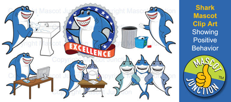 Shark Mascot Clipart Showing Positive Behavior Examples - PBIS Posters