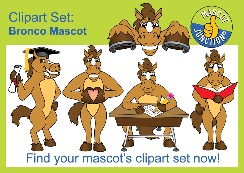 Bronco Mascot Clipart Illustrations